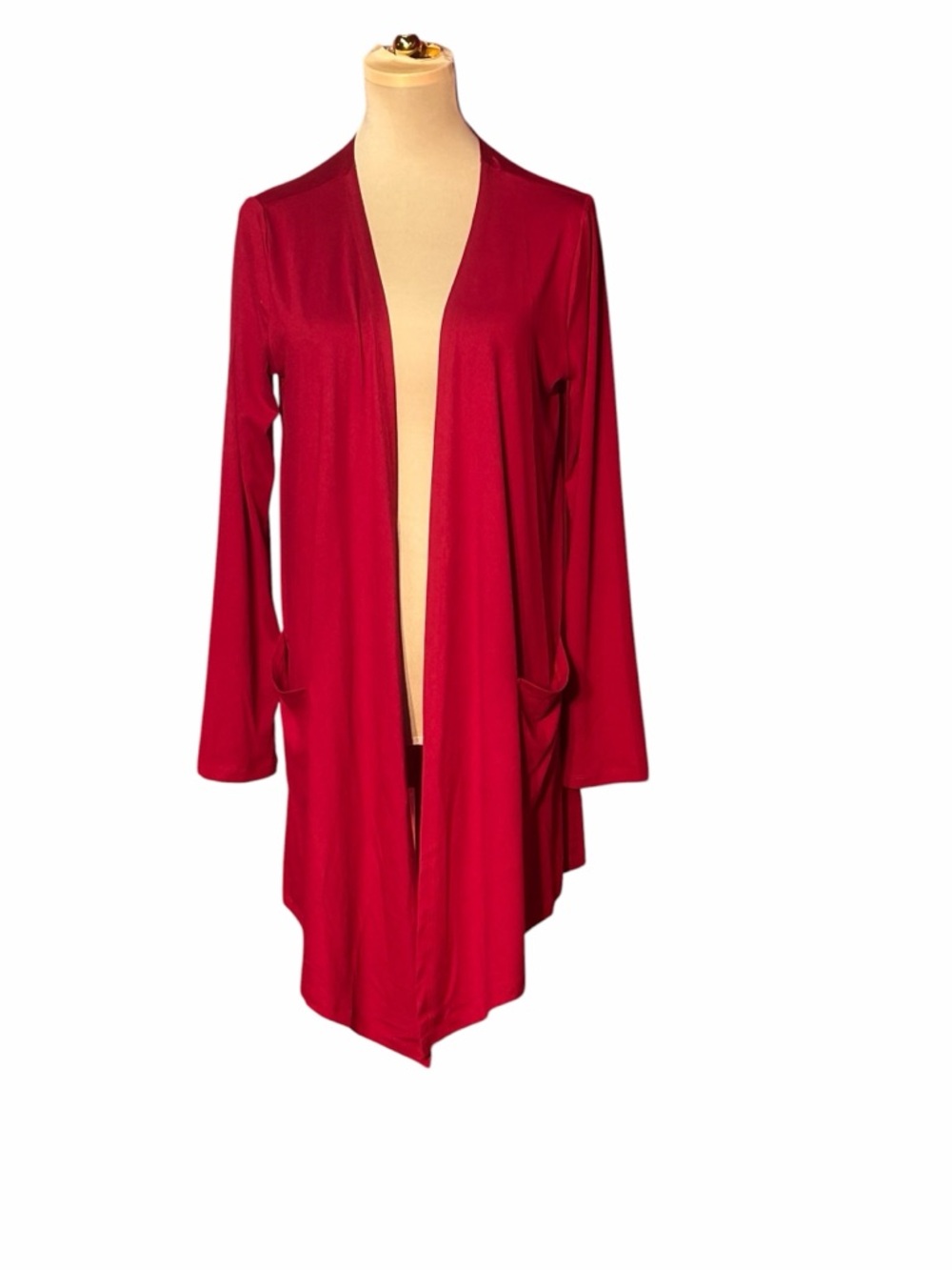 Ninexis Red Open Front Draped Cardigan Sweater Size Large